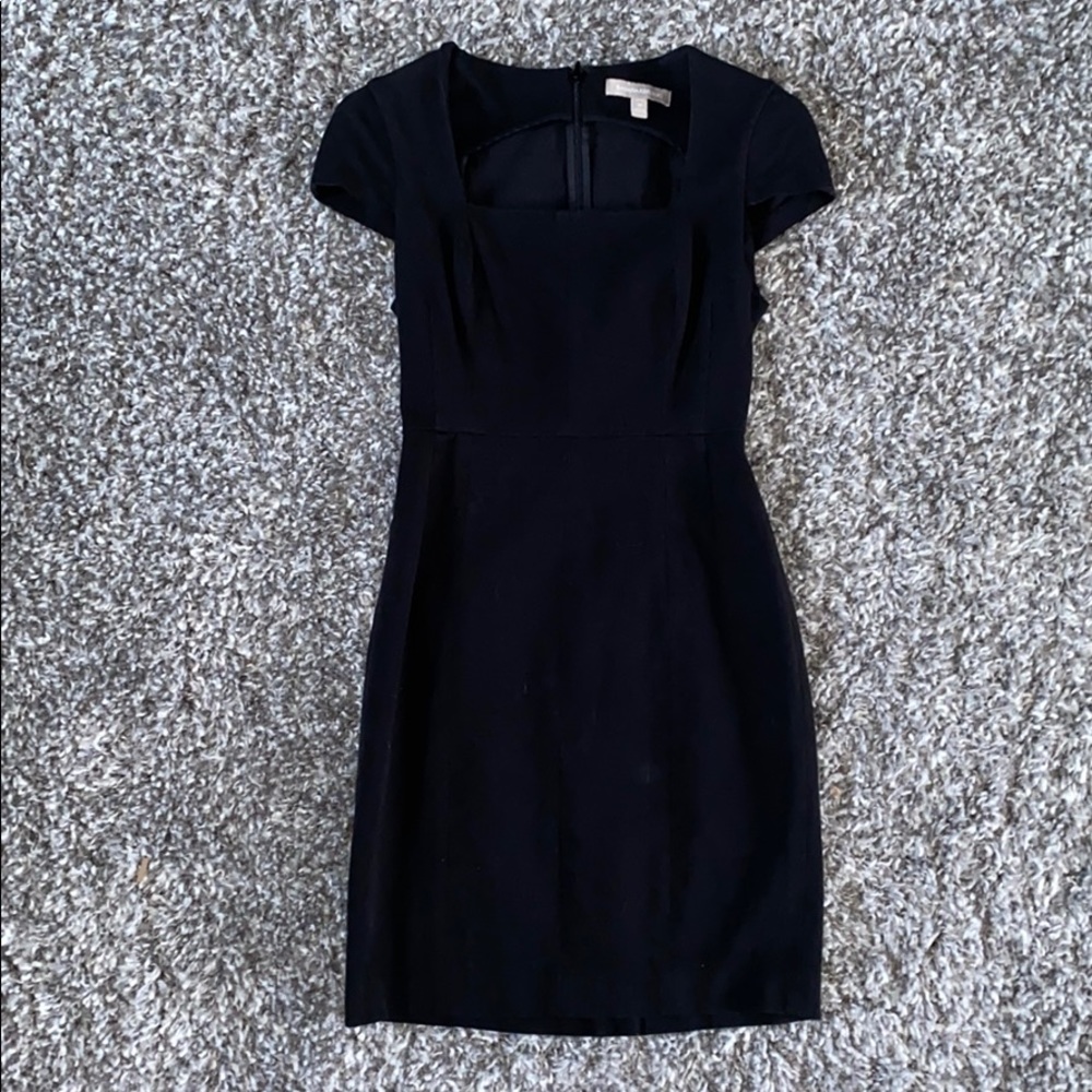 Banana Republic Black Cap Sleeved Midi Dress